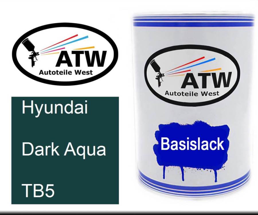 Hyundai, Dark Aqua, TB5: 500ml Lackdose, von ATW Autoteile West.